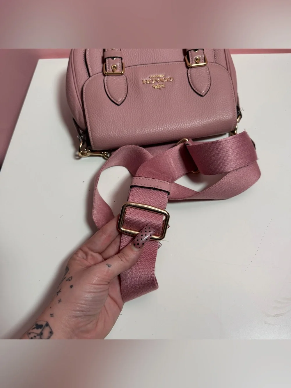 Pink Mauve Coach Lucy crossbody bag purse